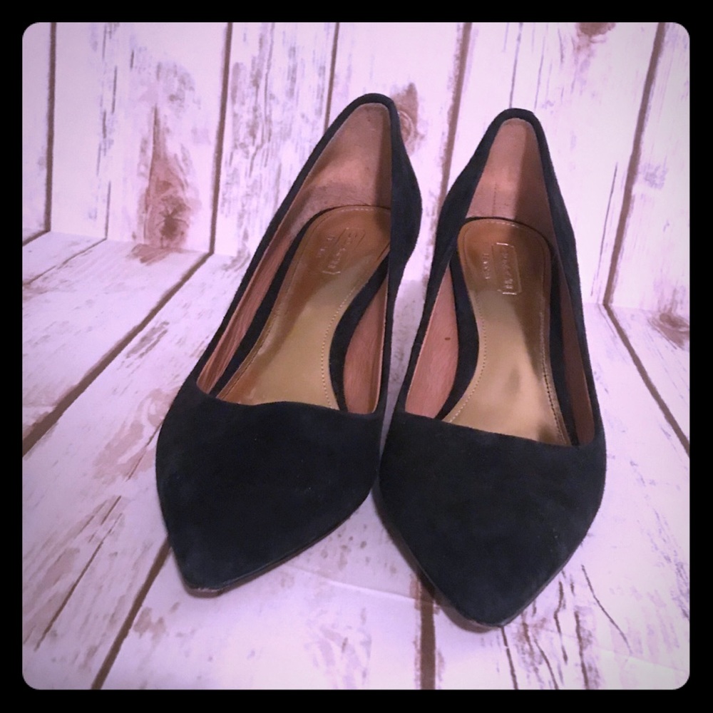 Authentic COACH Zoe Heels (Black Suede)